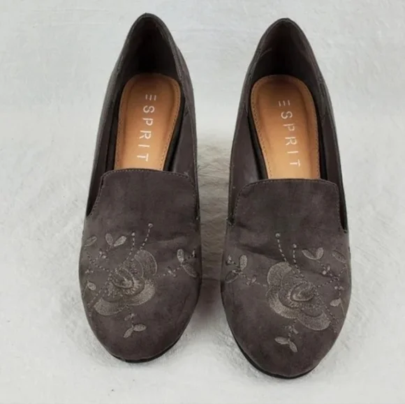 Spirit Linda grey embroidery chunky heel shoes - Picture 3 of 8